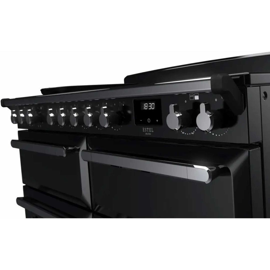 Rangemaster ESDLO110EIPGBL/CM1 Estel Deluxe OC 110cm Induction Range Cooker With Chrome Trim 15197 - BLACK - Image 1