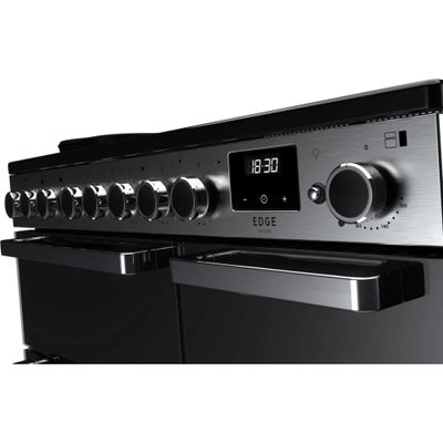 RANGEMASTER Edge Deluxe EDDL90EIGBLK/CM1 90 cm Electric Induction Range Cooker - Black & Chrome, Silver/Grey,Black