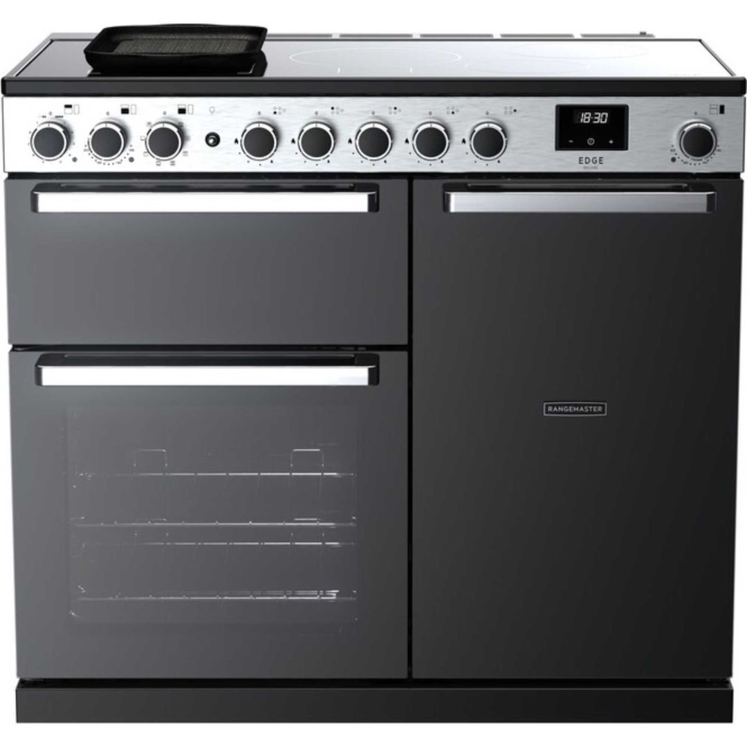 RANGEMASTER Edge Deluxe EDDL100EIGBLK/CM1 100 cm Electric Induction Range Cooker - Black & Chrome, Silver/Grey,Black - Image 1
