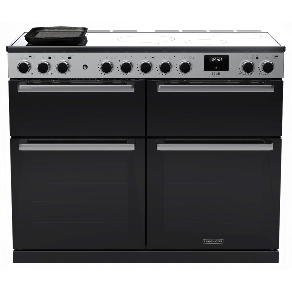 Rangemaster EDDLB110EIGBLK/CM1 Edge Deluxe BC 110cm Induction Range Cooker With Chrome Trim 15834 - BLACK - Image 1
