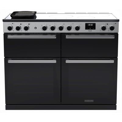 Rangemaster EDDLB110EIGBLK/CM1 Edge Deluxe BC 110cm Induction Range Cooker With Chrome Trim 15834 - BLACK
