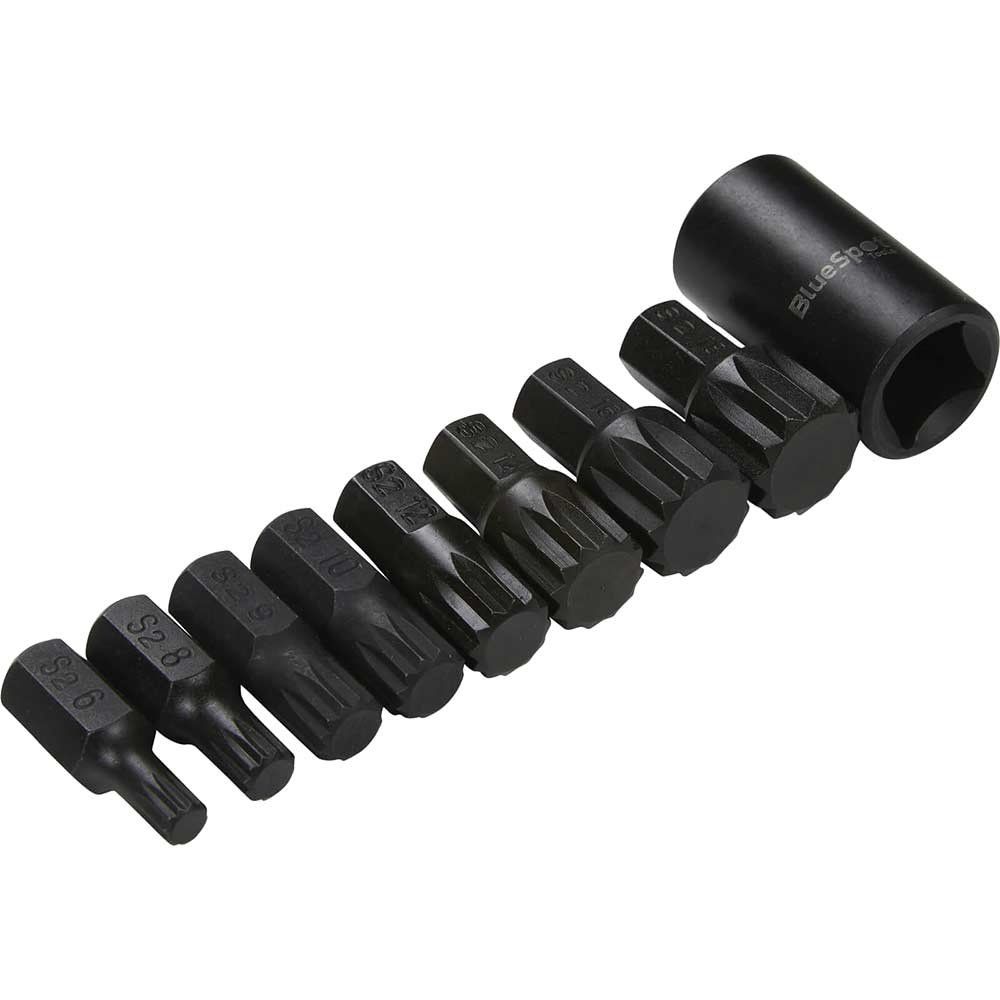 Bluespot 9 Piece 1/2" Drive Impact Spline Socket Bit Set 1/2" - Image 1