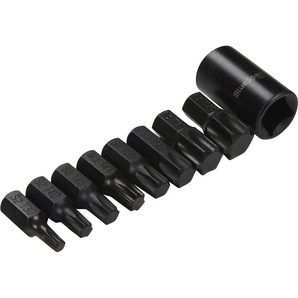 Bluespot 9 Piece 1/2" Drive Impact Torx Socket Bit Set 1/2" - Image 1