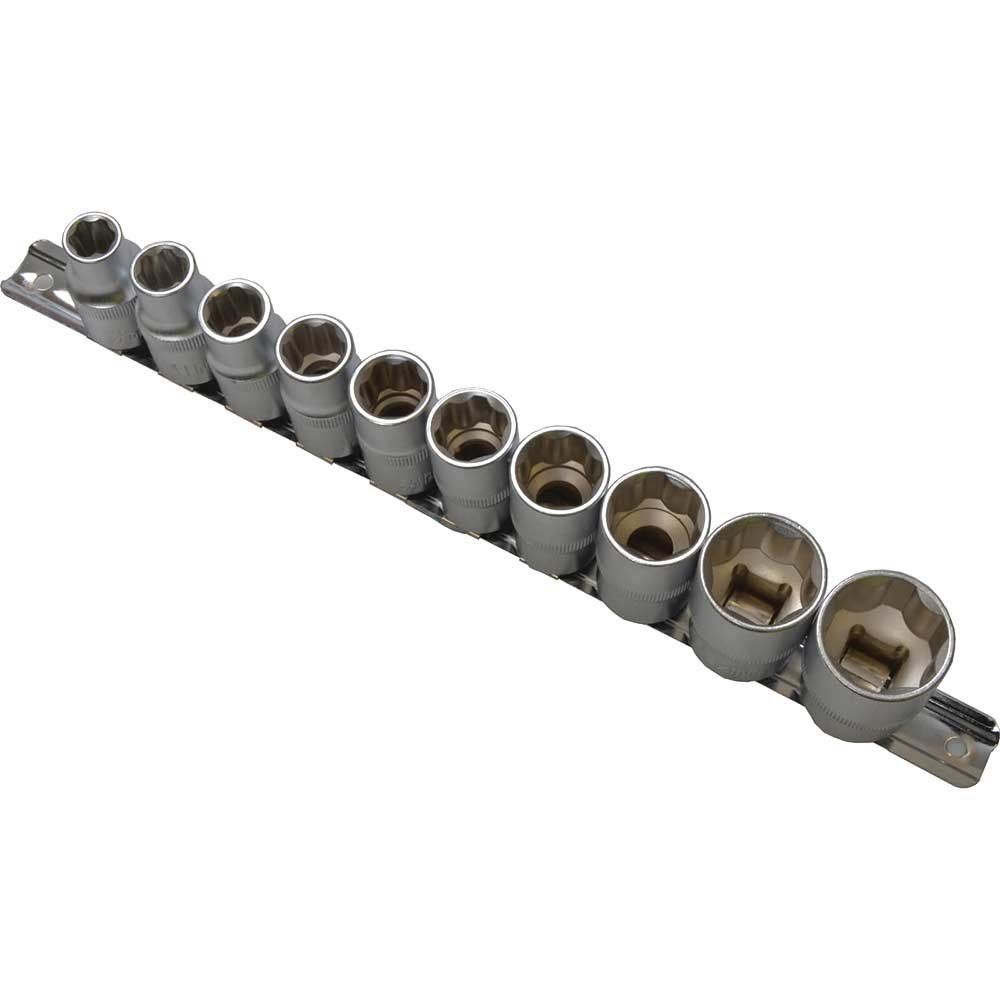 BlueSpot 10 Piece 1/2" Drive Bi Hex Socket Set on Rail Metric 1/2" - Image 1