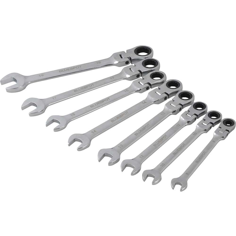 BlueSpot 8 Piece Flexible Ratchet Spanner Set Metric - Image 1