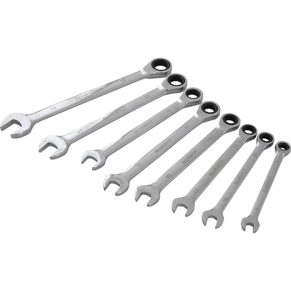 BlueSpot 8 Piece Ratchet Spanner Set - Image 1