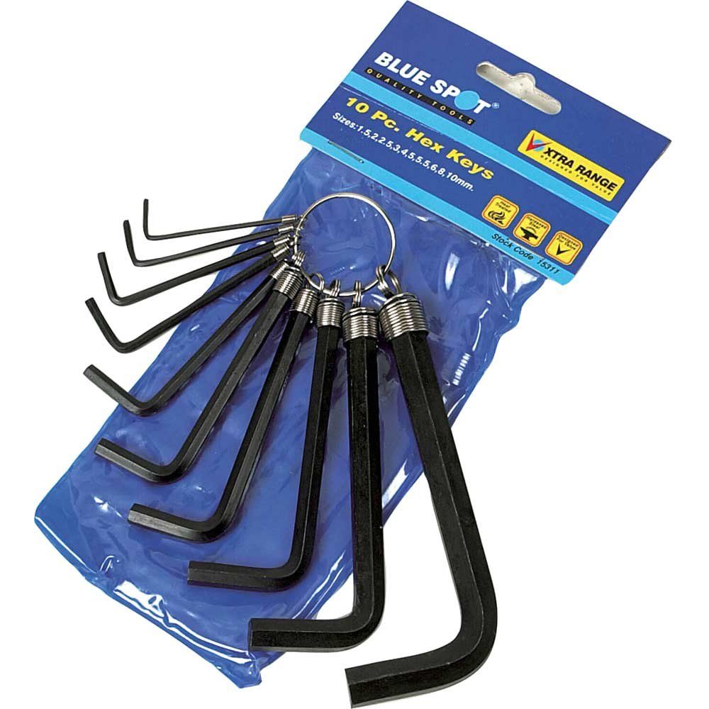 BlueSpot 10 Piece Hexagon Allen Keyring Set Metric - Image 1