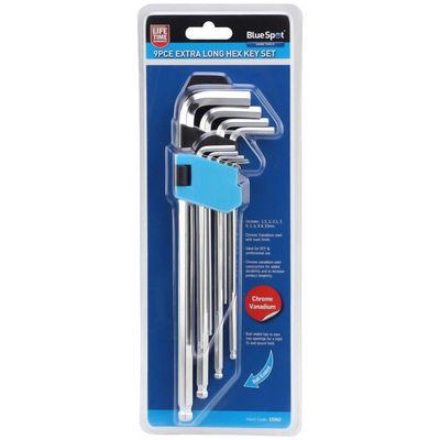 Blue Spot 9 Piece Extra Long Ball End Hex Key Set - Thumbnail 2
