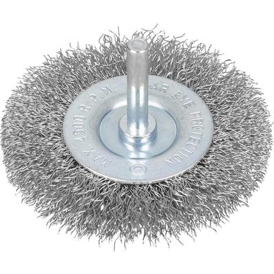 Bluespot Flat Crimped Steel Wire Wheel Brush 75mm 6mm Shank