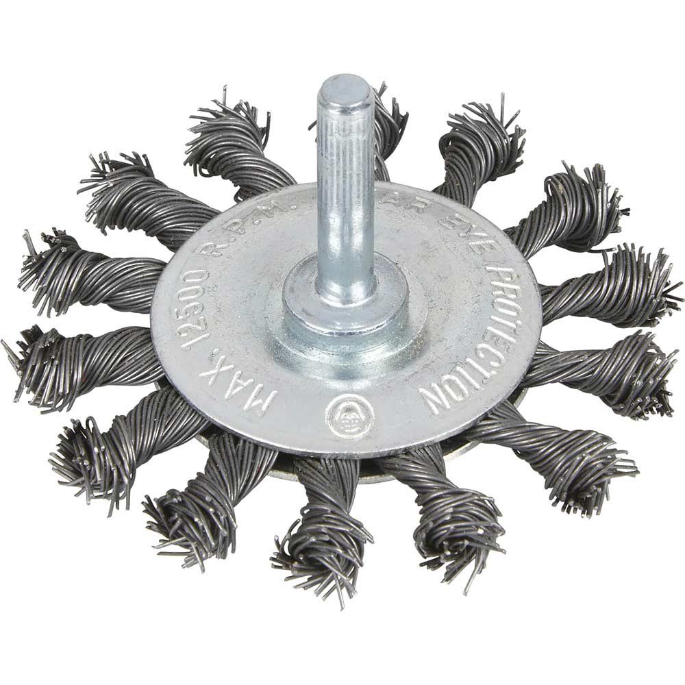 Bluespot Twist Knot Flat Wire Wheel 75mm 6mm Shank - Image 1