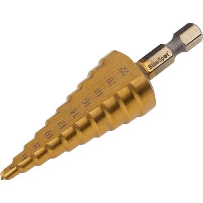 Bluespot Hex Shank HSS Titanium Coated Step Drill Bit 4mm - 22mm