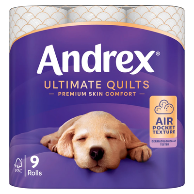 Andrex Ultimate Quilts Toilet Roll 3-Ply 155 Sheets Per Roll (Pack of 9) 4474132