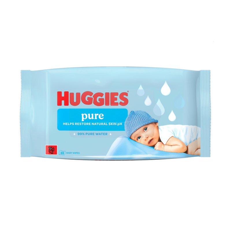 Huggies Pure Plastic Free Baby Wipes 48 wipes - Image 1