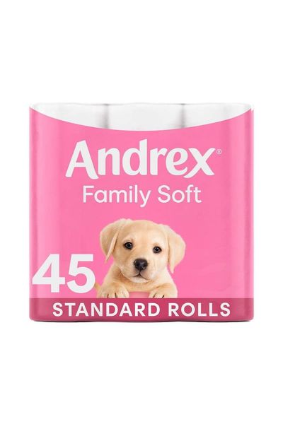 Andrex 'Toilet Rolls' x45 Gentle Clean Fragrance-Free 2 Ply Toilet Paper in White