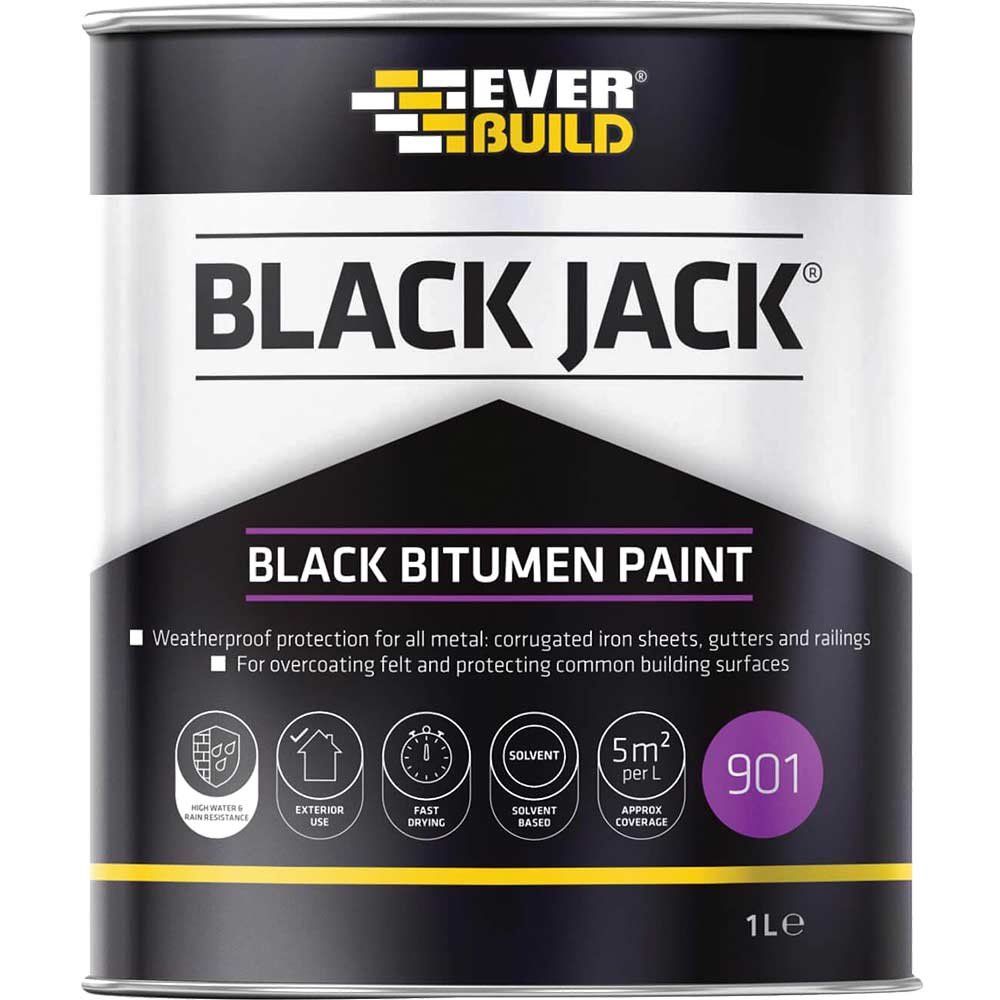 Everbuild Bitumen Paint Black 1l - Image 1