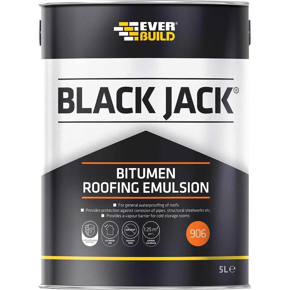 Everbuild Black Jack 906 Bitumen Roofing Emulsion 5l - Image 1