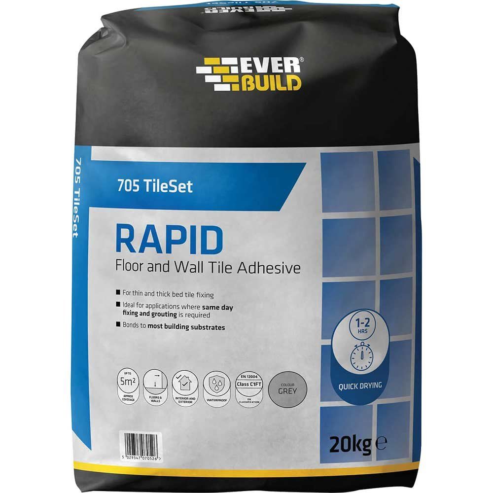 Everbuild Rapid Set Tile Mortar 20kg - Image 1