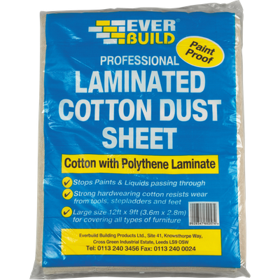 Everbuild Laminated Cotton Dust Sheet 3.6m 2.7m Pack of 1 - Thumbnail 3
