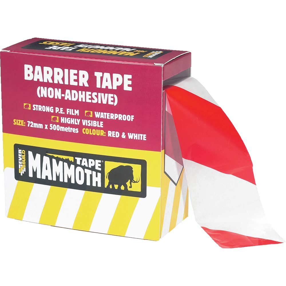Everbuild Non Adhesive Barrier Tape Red / White 72mm 500m - Image 1