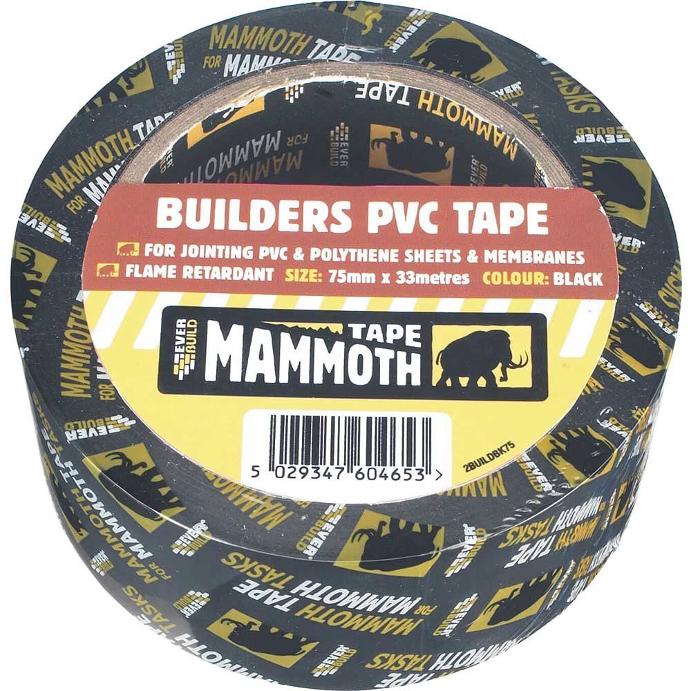 Everbuild Mammoth Builders PVC Black Tape Black 75mm 33m - Image 1