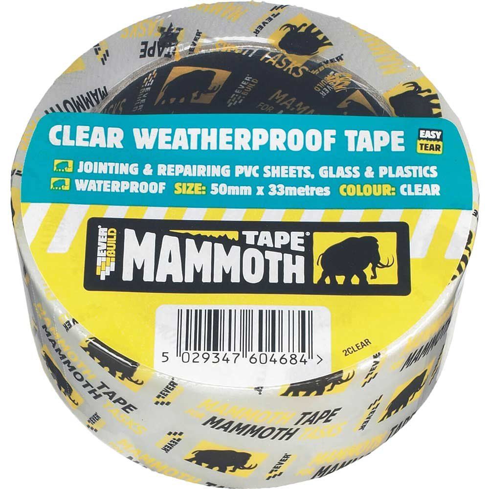 Everbuild Mammoth Weatherproof Clear Tape Clear 50mm 10m - Image 1