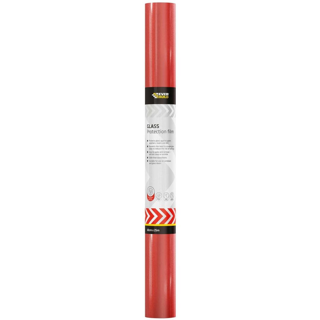 Everbuild Sika glass protector film 600mm x 25m - Red - Image 1