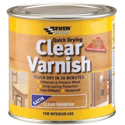 Everbuild Quick Dry Wood Varnish Satin Clear 250ml - 482973 - Clear Satin
