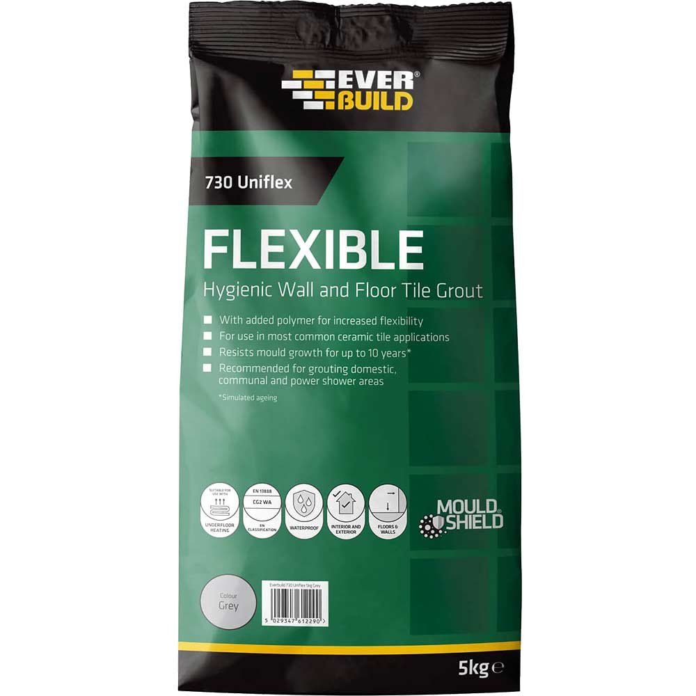 Everbuild Universal Flexible Tile Grout Grey 5kg - Image 1