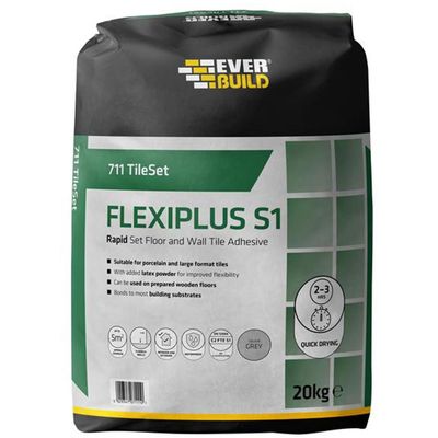 Everbuild 711 TIleSet Flexiplus S2 Floor and Wall Tile Adhesive white 20 KG - Thumbnail 2