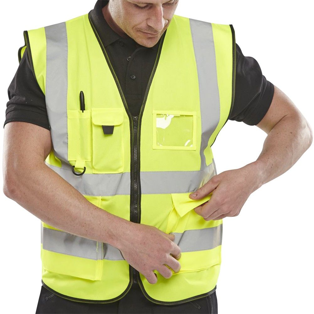 Beeswift Executive High Visibility Waistcoat Saturn Yellow XL WCENGEXECXL - Image 1
