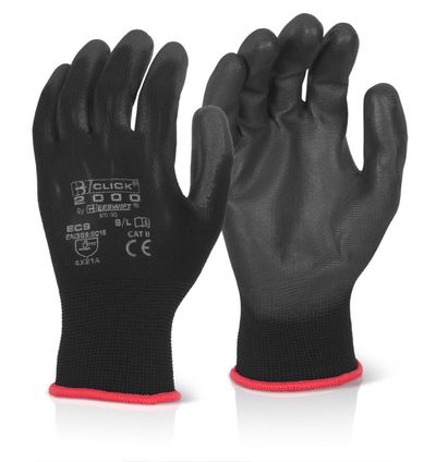 Beeswift PU Coated Glove Black Medium (Pack 10 Pairs) - EC9NBLM - Thumbnail 2