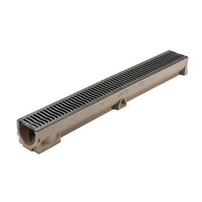 ACO RainDrain B 125 Channel and Cast Iron Grating - 118mm x 97mm x 1000mm