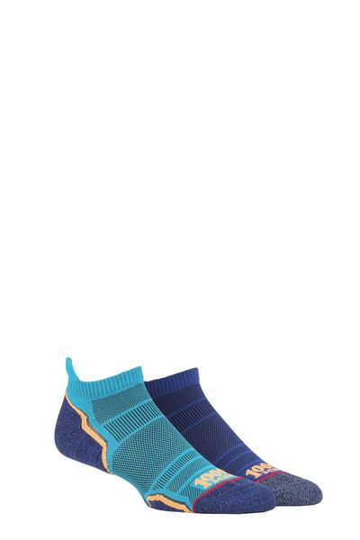2 Pack Mens Run Socklet - Single Layer Socklet Twin Pack - Blue