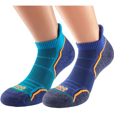 Mens and Women's 2 Pair 1000 Mile Run Anklet Socks Kingfisher 12-14 Mens