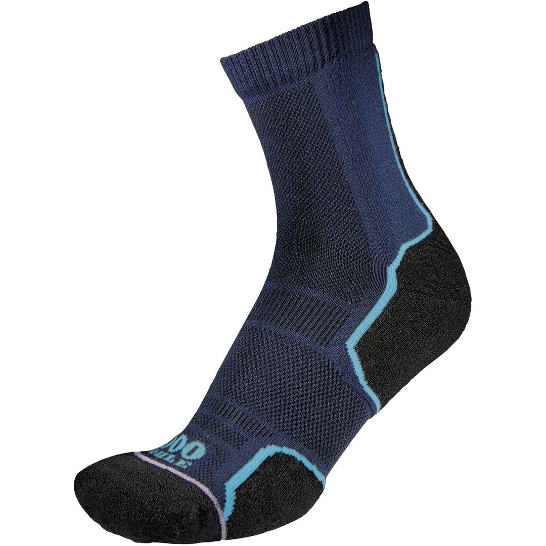 1000 Mile 2 Pair Repreve Trail Socks Navy Lilac 6-8.5 Ladies - Image 1