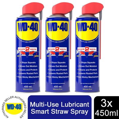 WD-40 Multi-Use Lubricant Smart Straw Spray 450ml x3 - Blue