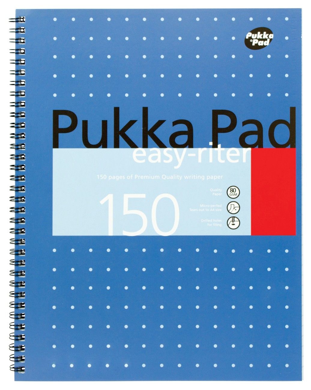 Pukka Pad Ruled Metallic Wirebound Easy-Riter Notepad 150 Pages A4 White (3 Pack) ERM009 - Image 1