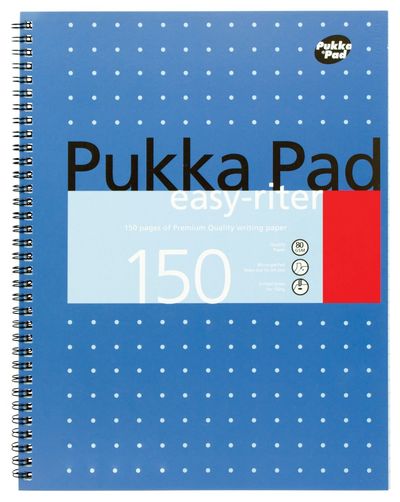 Pukka Pad Ruled Metallic Wirebound Easy-Riter Notepad 150 Pages A4 White (3 Pack) ERM009