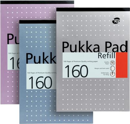 Pukka Pad Ruled Metallic Four-Hole Refill Pad Top Bound 160 Pages A4 (6 Pack) 80/1