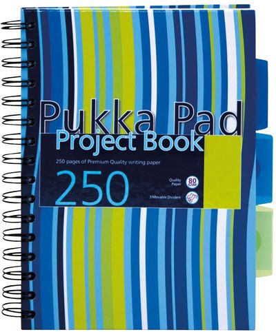 Pukka Pad A5 Wirebound Polypropylene Cover Project Book Ruled 250 Pages Assorted Stripe Colours (Pack 3) - PROBA5 - Thumbnail 2