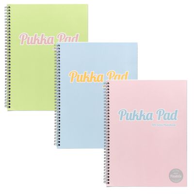 Pukka Pad Jotta A4 Wirebound Card Cover Notebook Ruled 200 Pages Pastel Blue/Pink/Mint (Pack 3) - 2010-PST