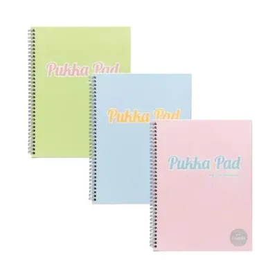 Pukka Pad Jotta A4 Wirebound Card Cover Notebook Ruled 200 Pages Pastel Blue/Pink/Mint (Pack 3) - 2010-PST - Thumbnail 2