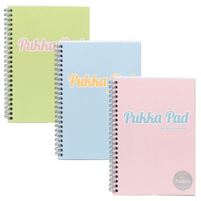 Pukka Pad Jotta A5 Wirebound Card Cover Notebook Ruled 200 Pages Pastel Blue/Pink/Mint (Pack 3) - 2011-PST