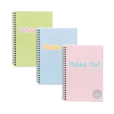 Pukka Pad Jotta A5 Wirebound Card Cover Notebook Ruled 200 Pages Pastel Blue/Pink/Mint (Pack 3) - 2011-PST - Thumbnail 2