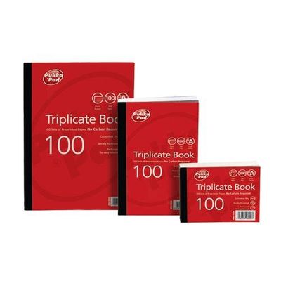 ValueX 105x130mm Triplicate Book Carbonless Ruled 1-100 Taped Cloth Binding 100 Sets (Pack 5) - 6904-FRM