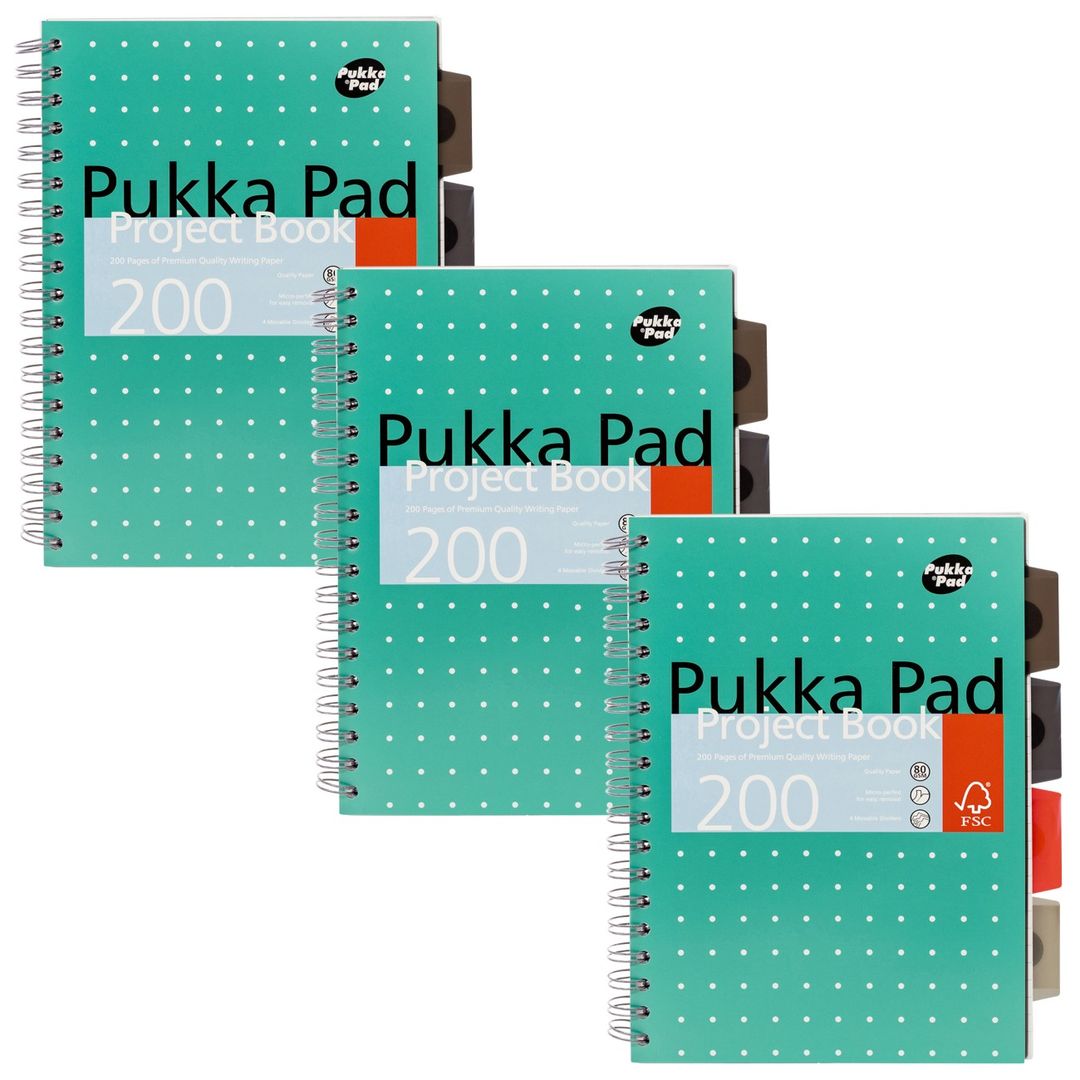 Pukka Pad Metallic Project Book B5 Wirebound 200 Pages Polypropylene Cover (Pack 3) 8518-Met - Image 1