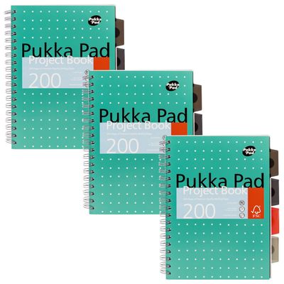 Pukka Pad Metallic Project Book B5 Wirebound 200 Pages Polypropylene Cover (Pack 3) 8518-Met