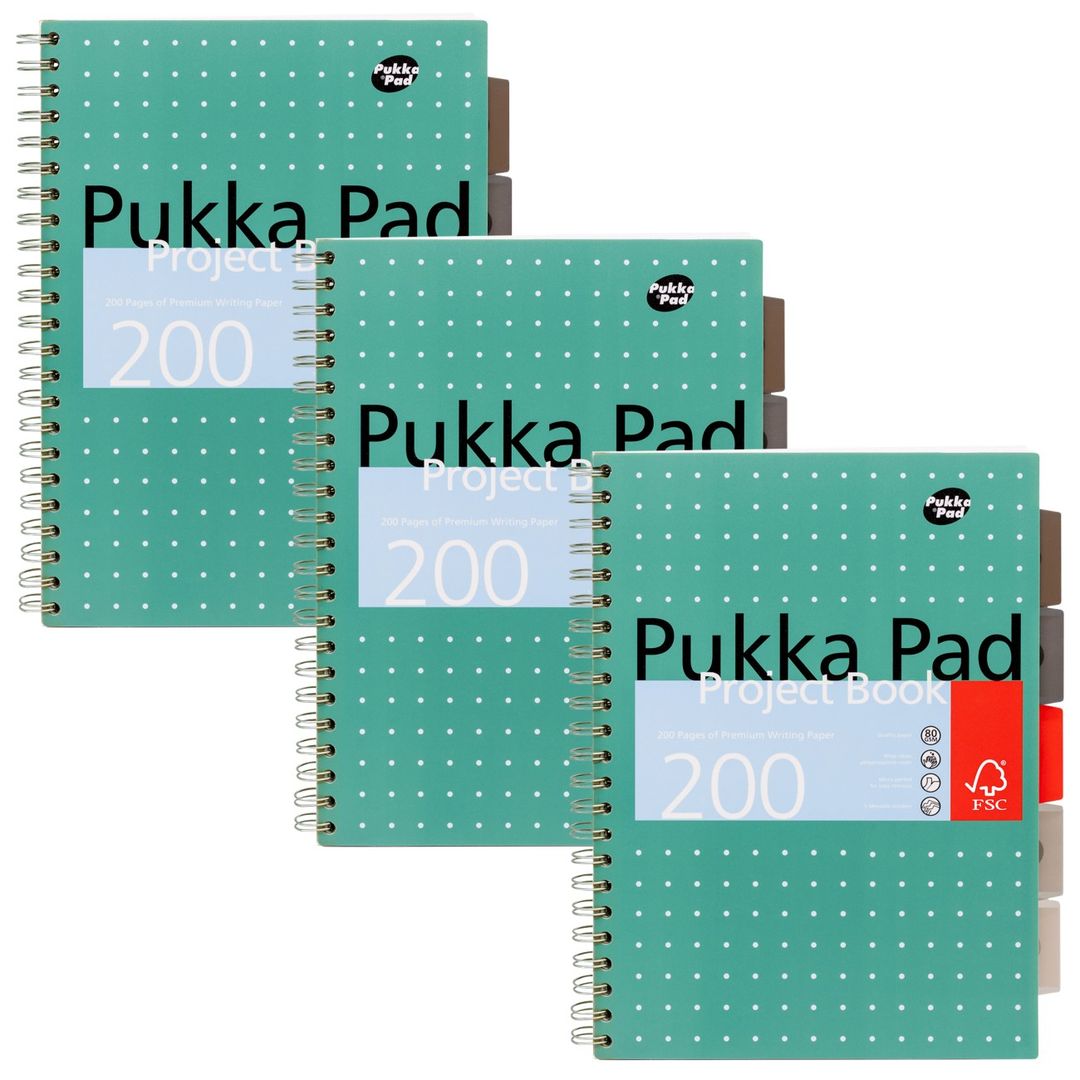 Pukka Pad Metallic Project Book A4 Wirebound 200 Pages Polypropylene Cover (Pack 3) 8521-Met - Image 1