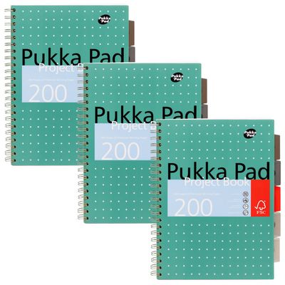 Pukka Pad Metallic Project Book A4 Wirebound 200 Pages Polypropylene Cover (Pack 3) 8521-Met