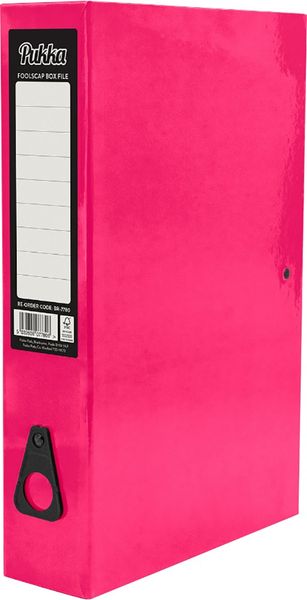 Pukka Brights Box File Foolscap Gloss Laminated Paper Board 75mm Spine Light Pink (Pack 10) BR-7780